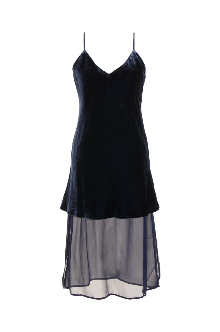 Gold Hawk Double Layer Velvet Silk Dress