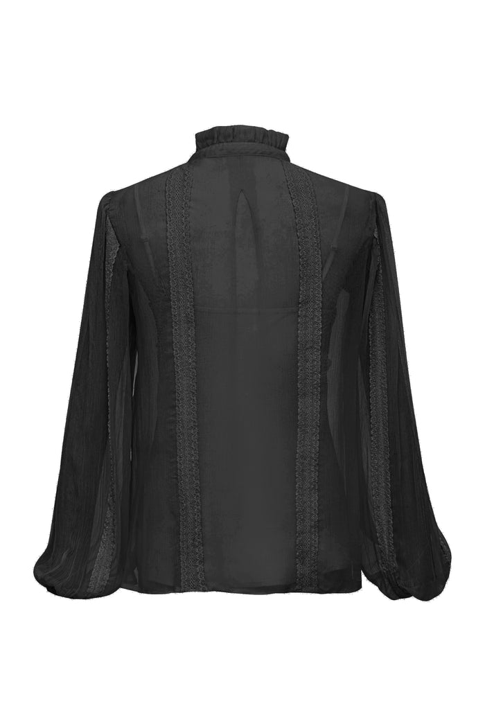 Gold Hawk Elsie Ruffle Shirt Black