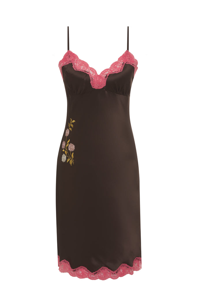 Gold Hawk Embroidery Slip Dress