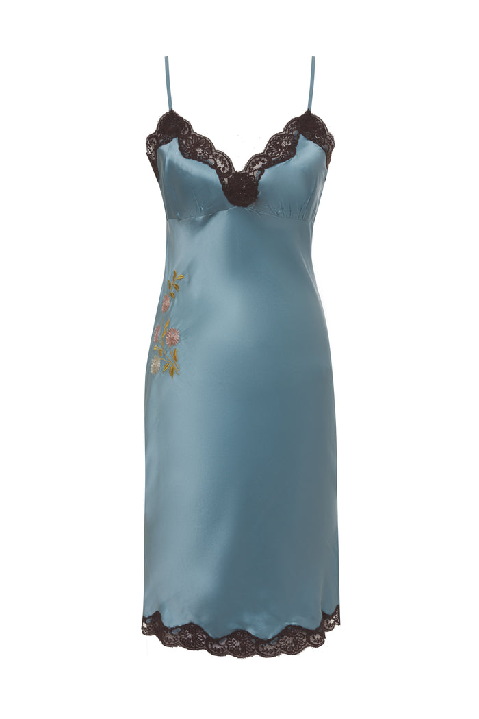 Gold Hawk Embroidery Slip Dress