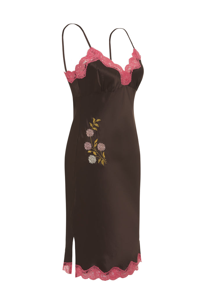 gold hawk Embroidery Slip Dress