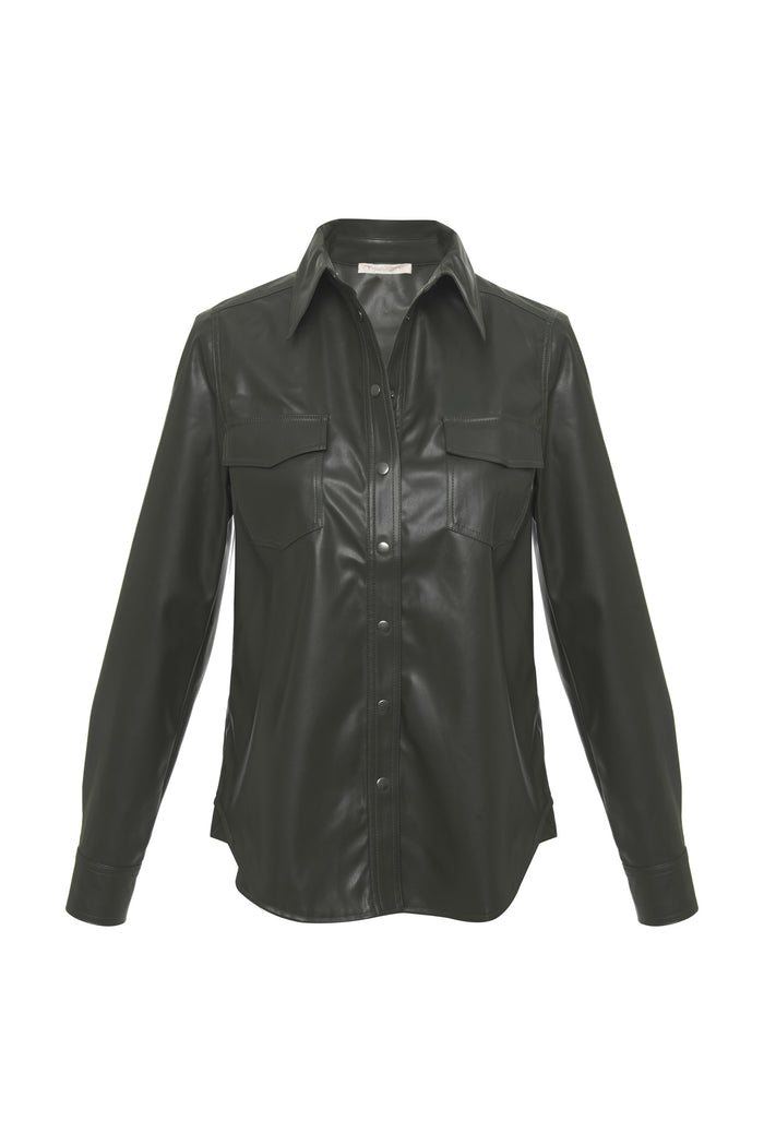 Gold Hawk Faux Leather 70's Shirt