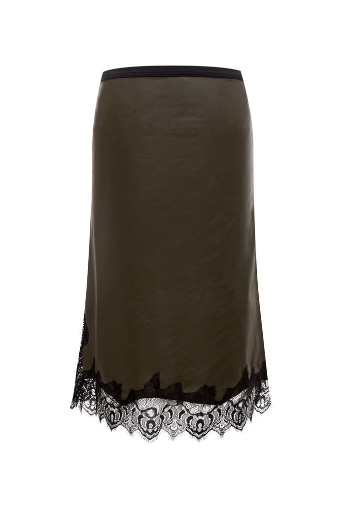 Gold Hawk Faux Leather Bias Skirt