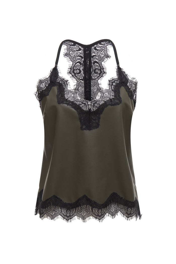 gold hawk Faux Leather Cropped Cami