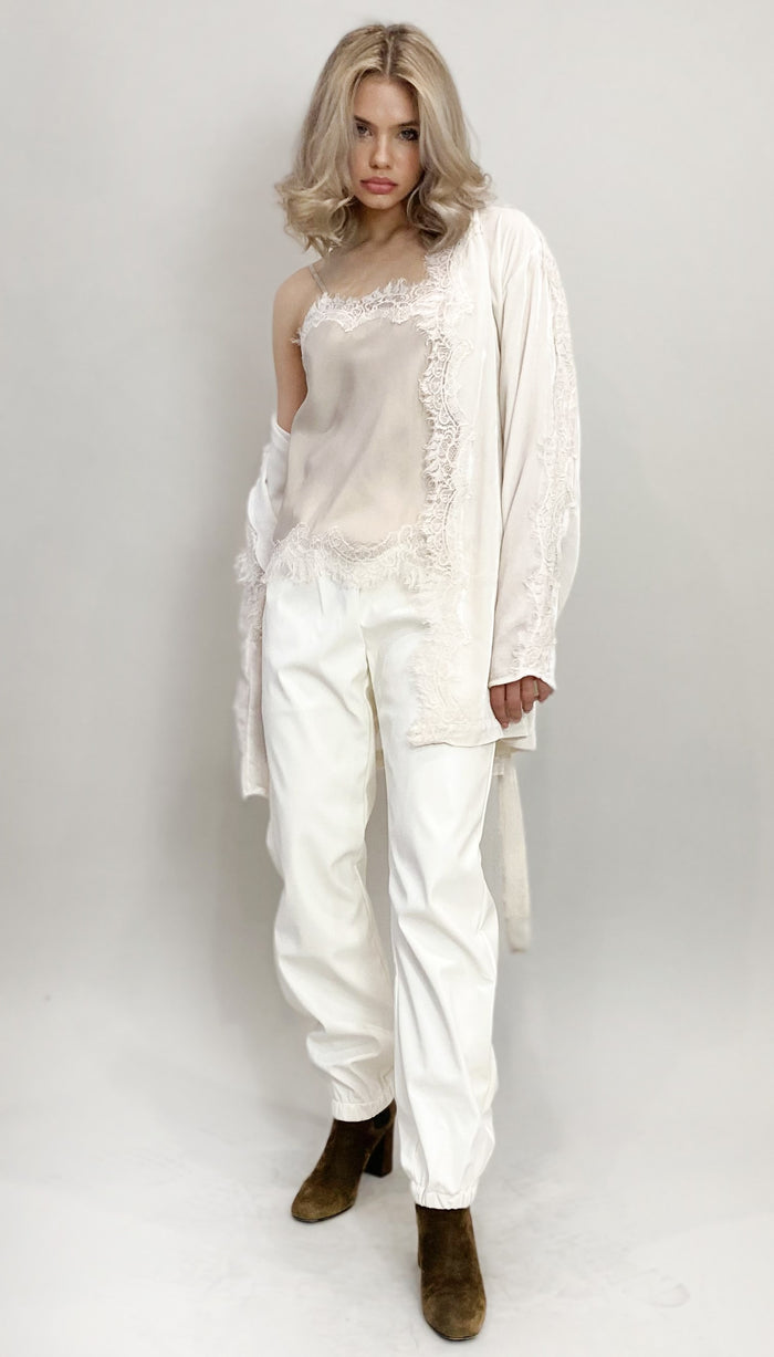 Gold Hawk Faux Leather Jog Pant