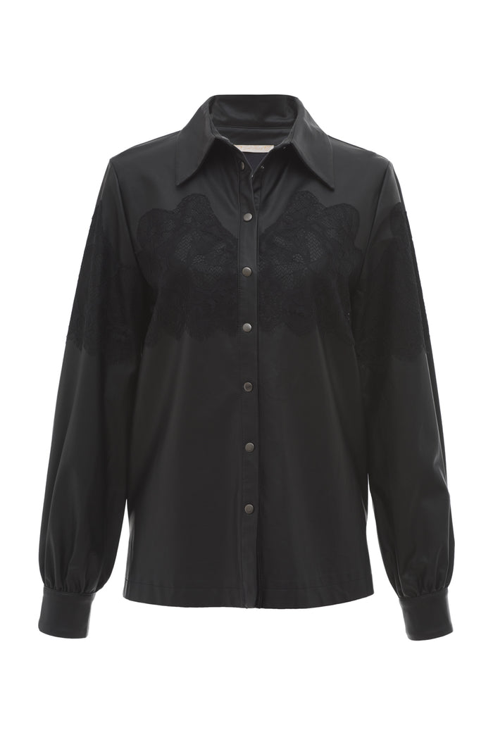 gold hawk Faux Leather Lace Inset Shirt