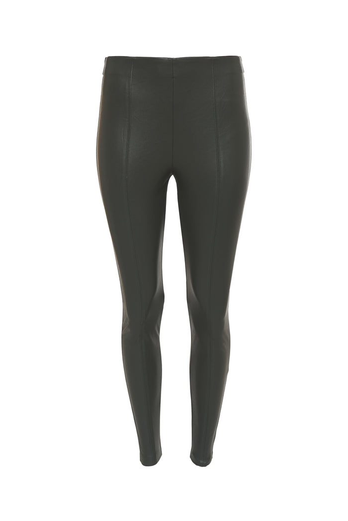 gold hawk Faux Leather Legging - Moss Green