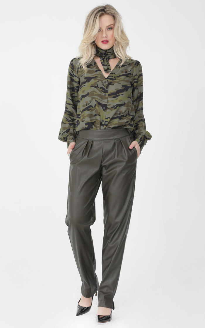 Gold Hawk Faux Leather Pant