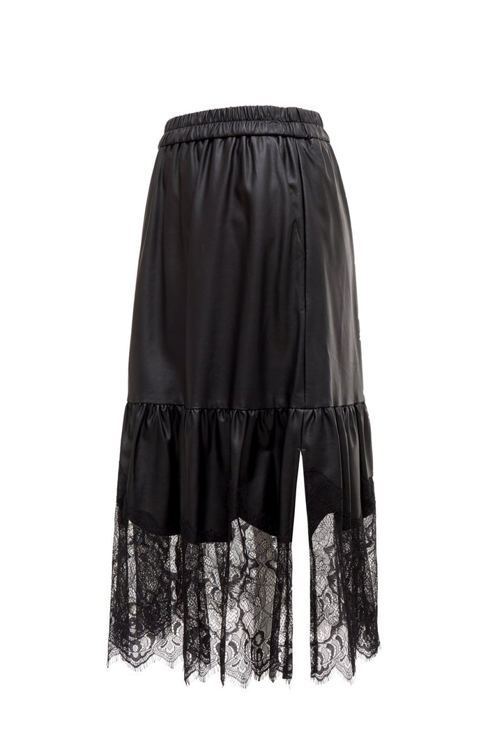 Gold Hawk Faux Leather Ruffle Skirt