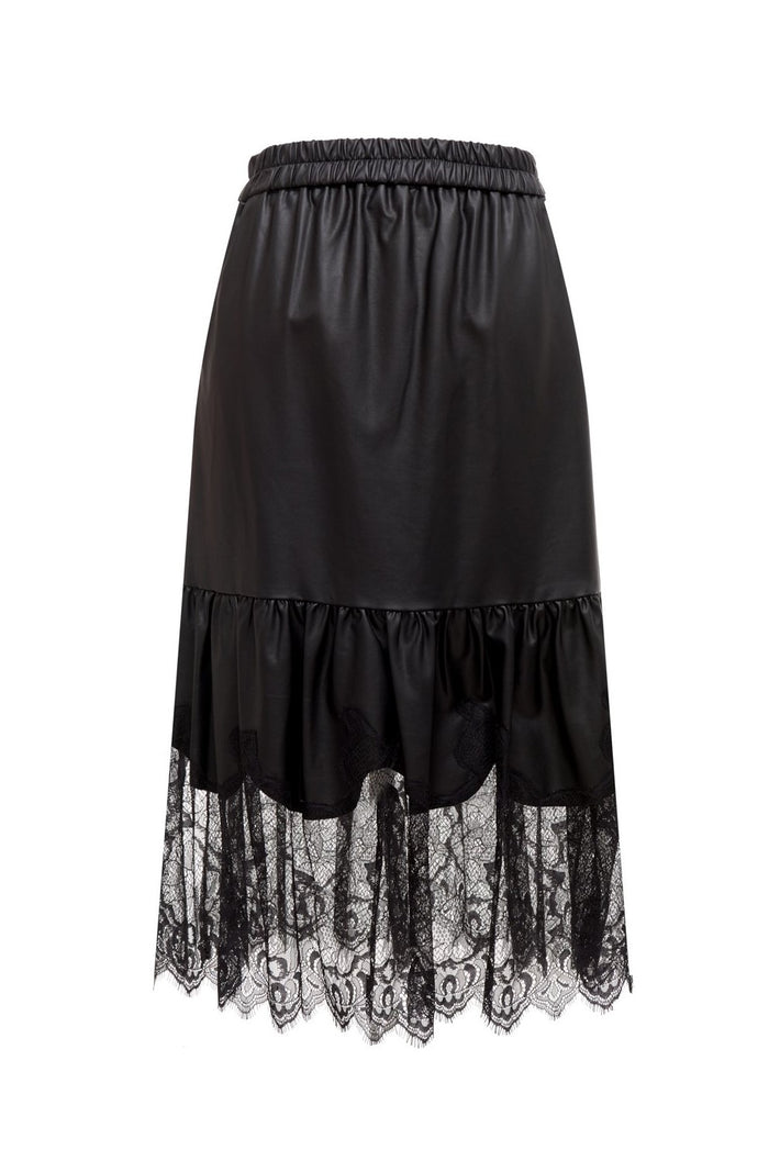 Gold Hawk Faux Leather Ruffle Skirt