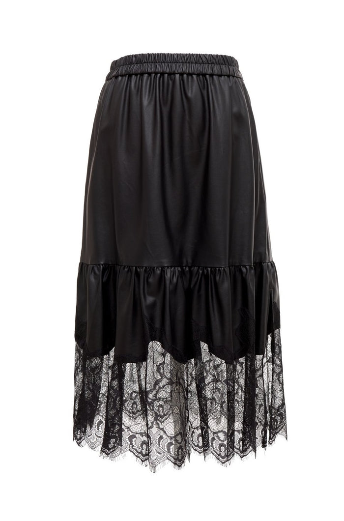 gold hawk Faux Leather Ruffle Skirt