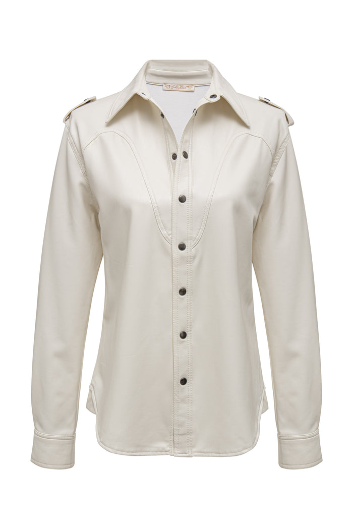 gold hawk Faux Leather Western Shirt