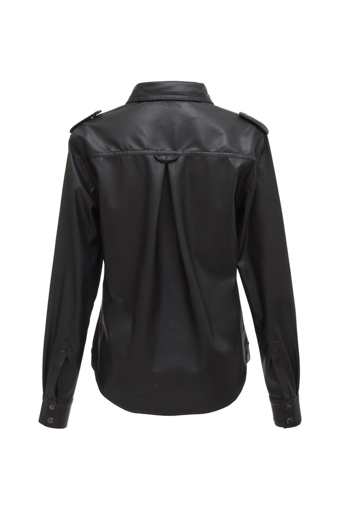 Gold Hawk Faux Leather Western Shirt