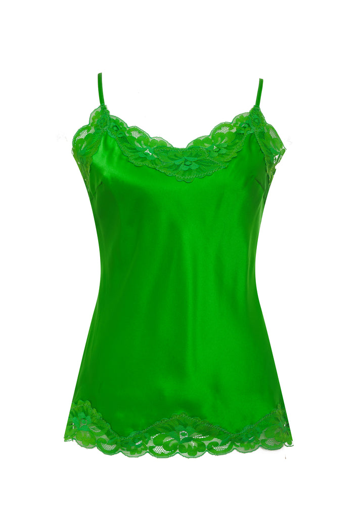 gold hawk Floral Lace Silk Cami Cottage Green