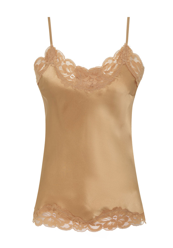 Gold Hawk Floral Lace Silk Cami Desert Sand