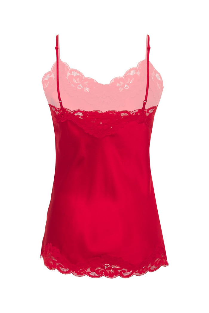Gold Hawk Floral Lace Silk Cami Red Chili