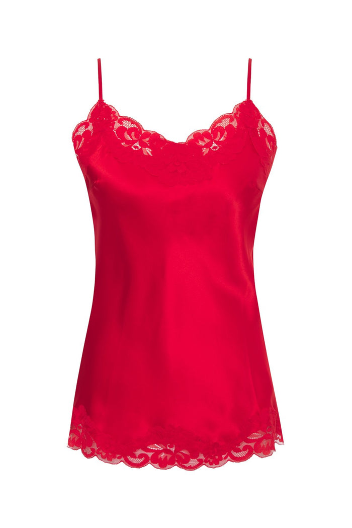 gold hawk Floral Lace Silk Cami Red Chili