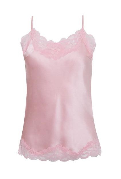 gold hawk Floral Lace Silk Cami Soft Pink