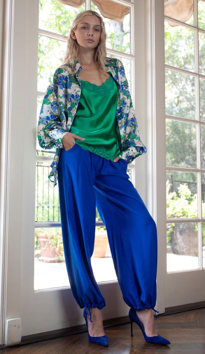 Gold Hawk Floral Lace Silk Cami Tourmaline Green