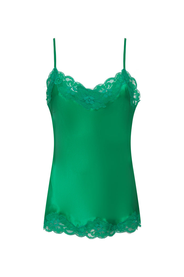 gold hawk Floral Lace Silk Cami Tourmaline Green