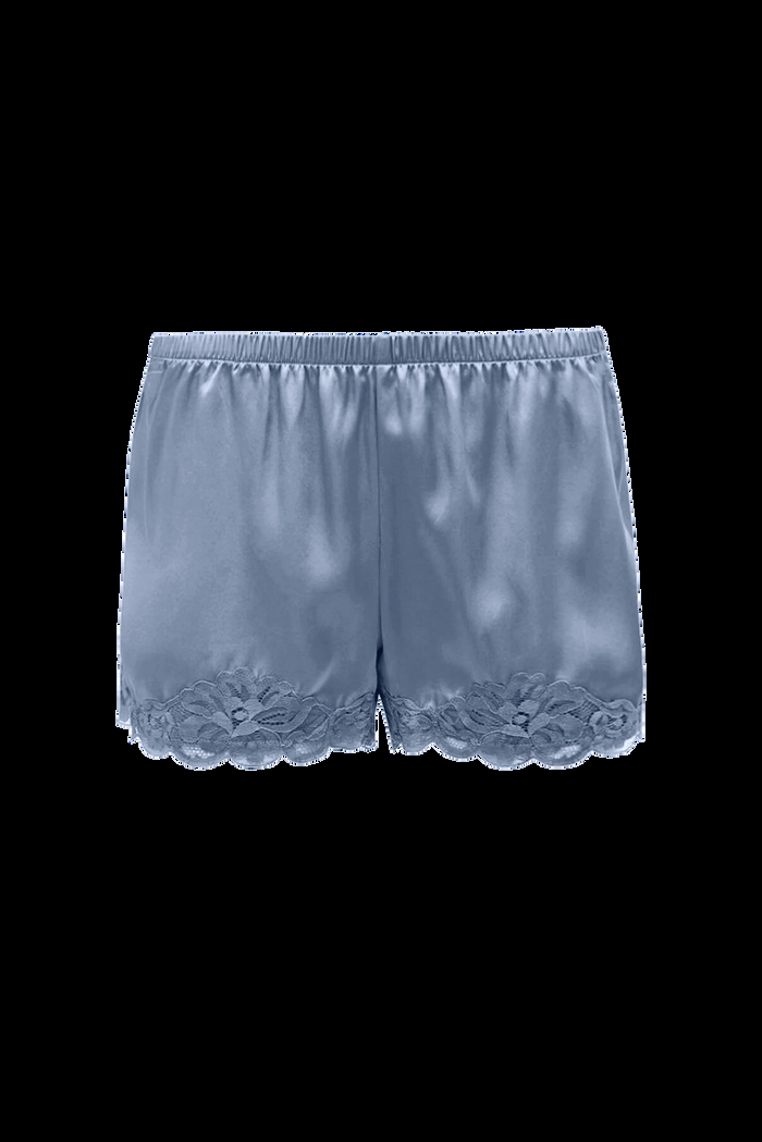 Gold Hawk Floral Lace Silk Shorts Ash Blue