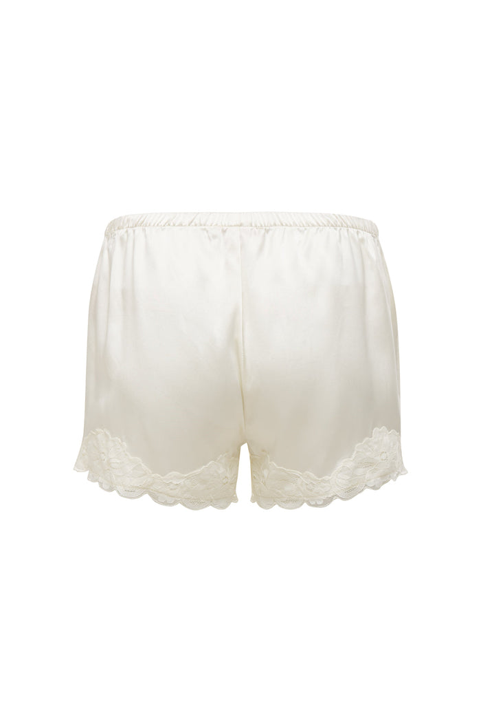 Gold Hawk Floral Lace Silk Shorts Dove