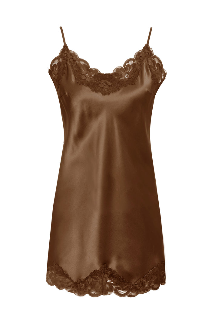 gold hawk Floral Lace Silk Tunic Tobacco