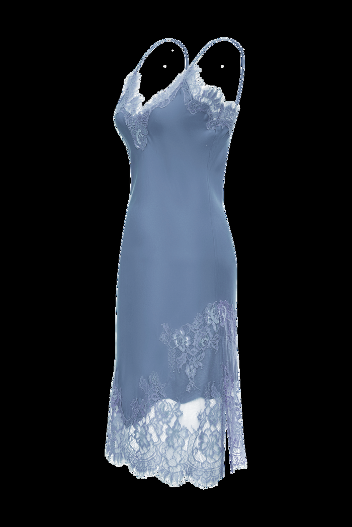 Gold Hawk Grace Lace Silk Dress Ash Blue