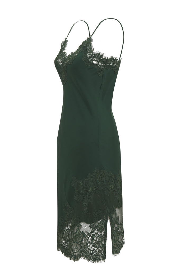 Gold Hawk Grace Lace Silk Dress Hunter