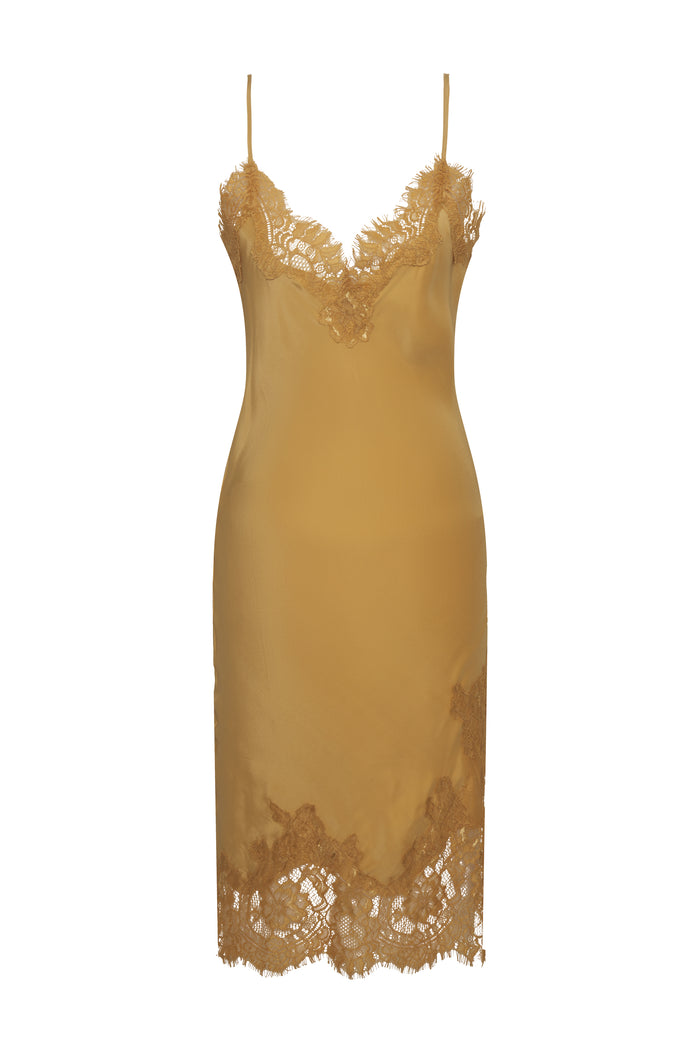 Gold Hawk Grace Lace Silk Dress - Mellow Yellow