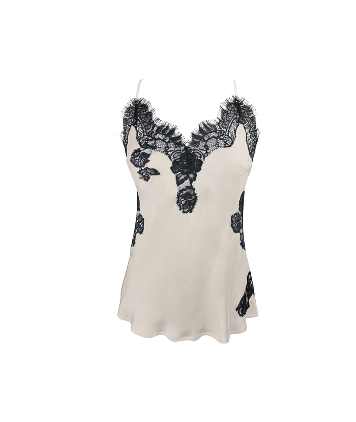 gold hawk Harper Bias Cami - Antique White / Black