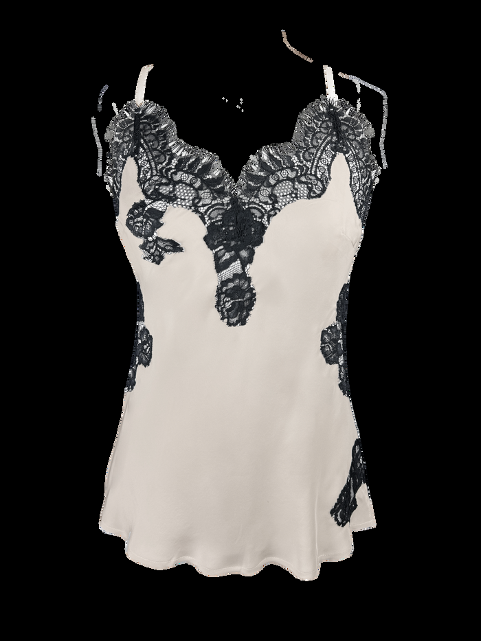 Gold Hawk Harper Bias Cami - Antique White / Black