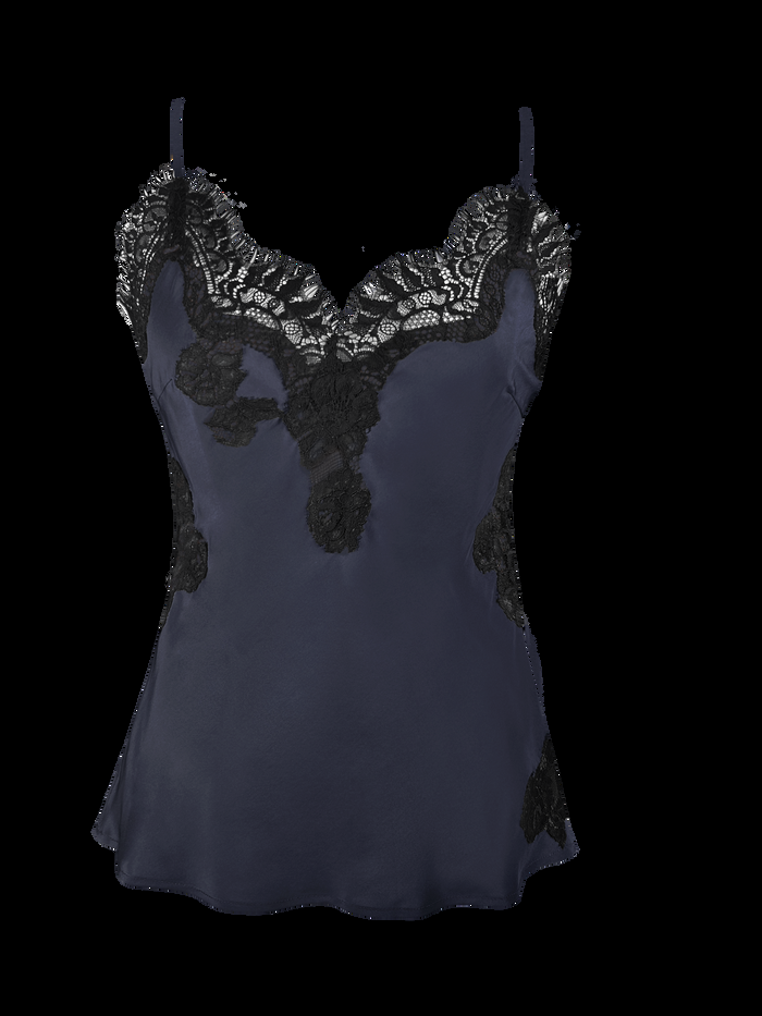 gold hawk Harper Bias Cami - Blue Ink / Black