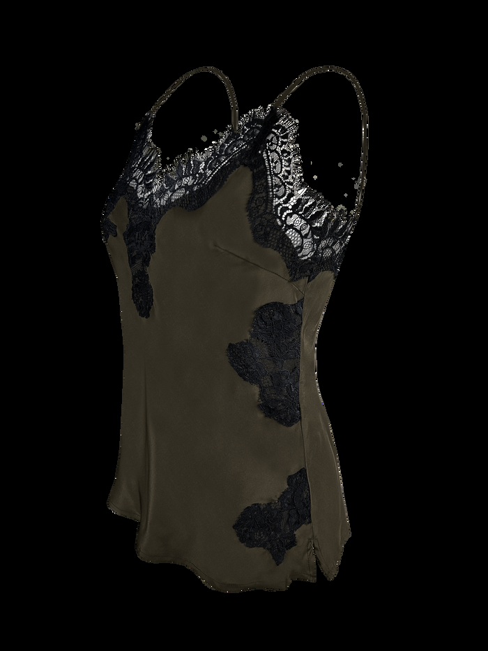 Gold Hawk Harper Bias Cami - Moss Green/Black