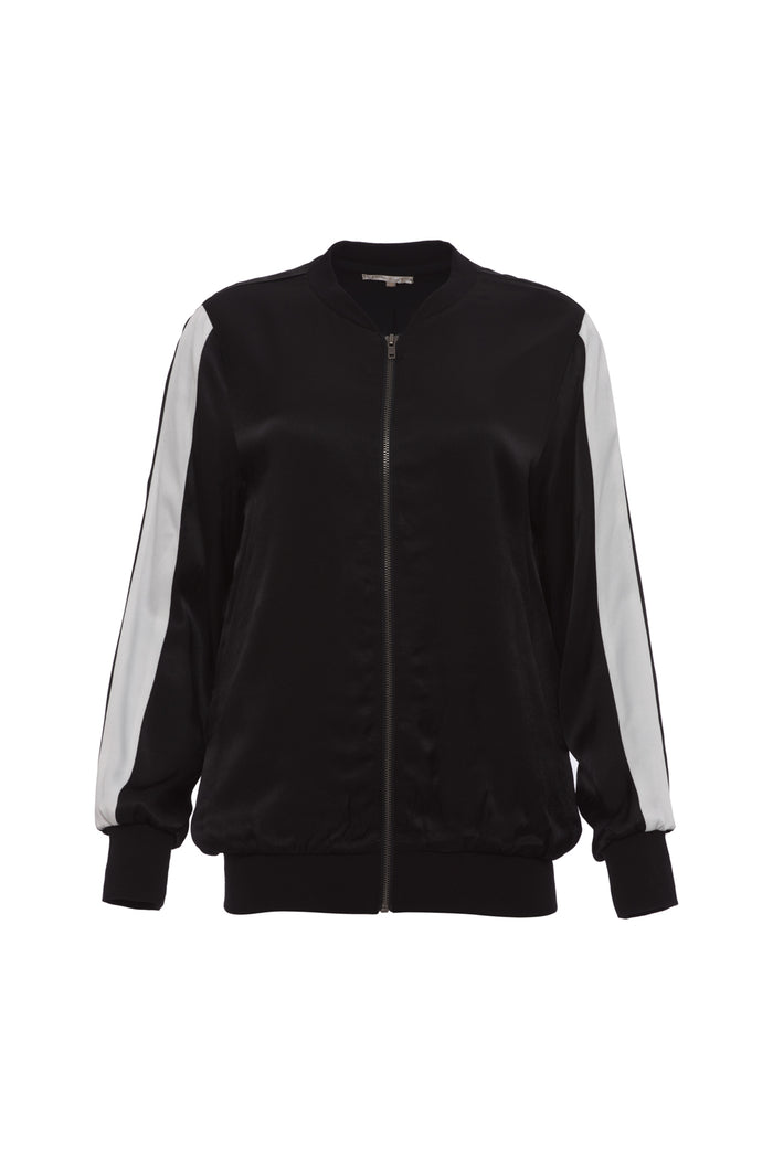 Gold Hawk Hayley Color Block Bomber Jacket - Dove