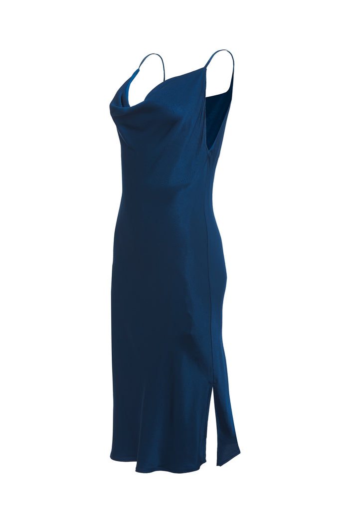 Gold Hawk Hayley Cowl Dress - Tanzanite Blue