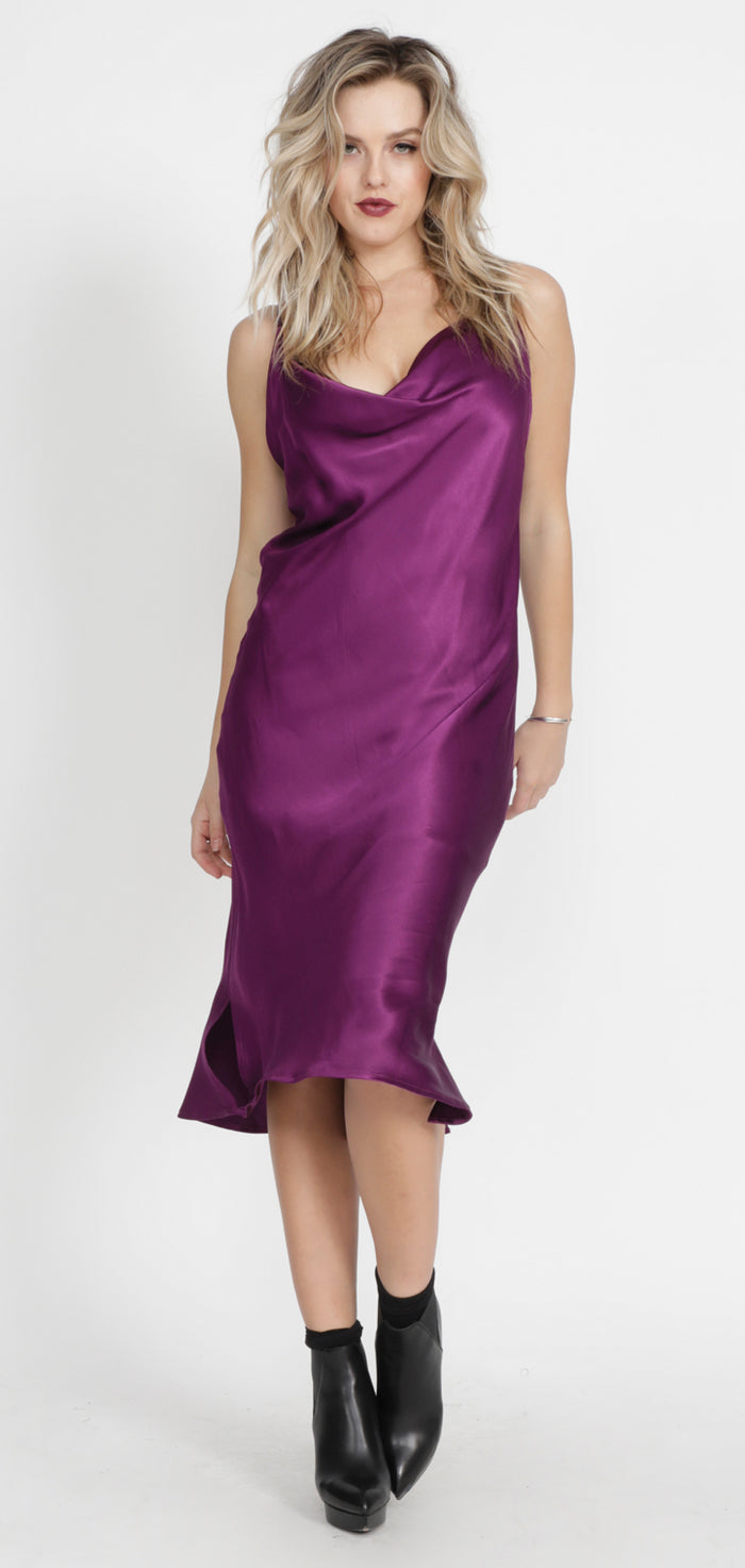 Gold Hawk Hayley Cowl Dress - Tanzanite Blue