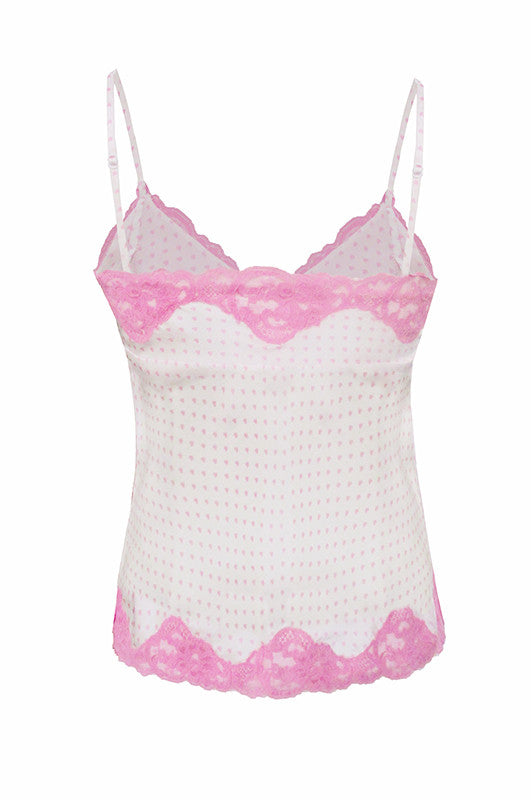 Gold Hawk Heart Lace Cami White/Pink Hearts