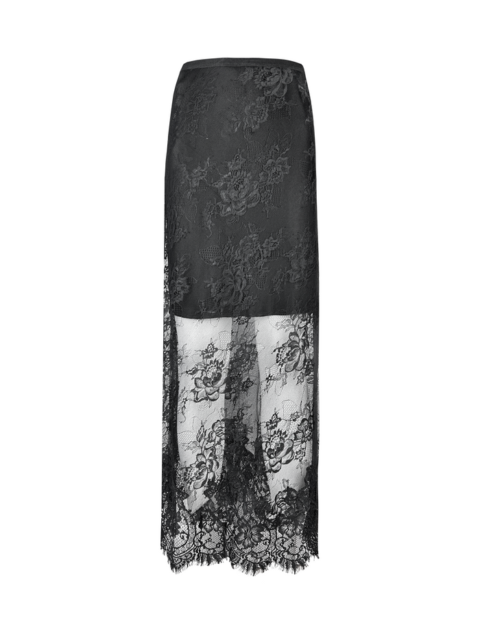 gold hawk Ibiza Lace Bias Skirt - Black