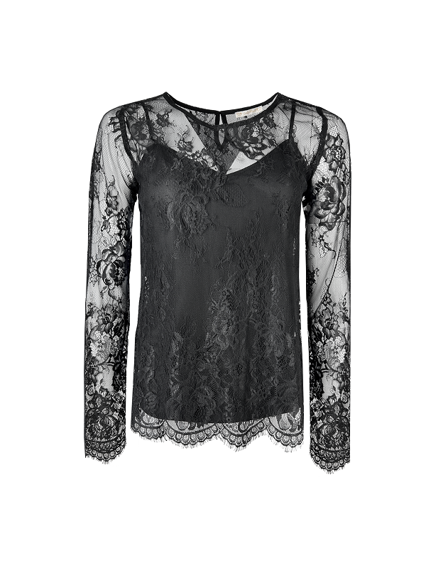gold hawk Ibiza Lace Tee - Black