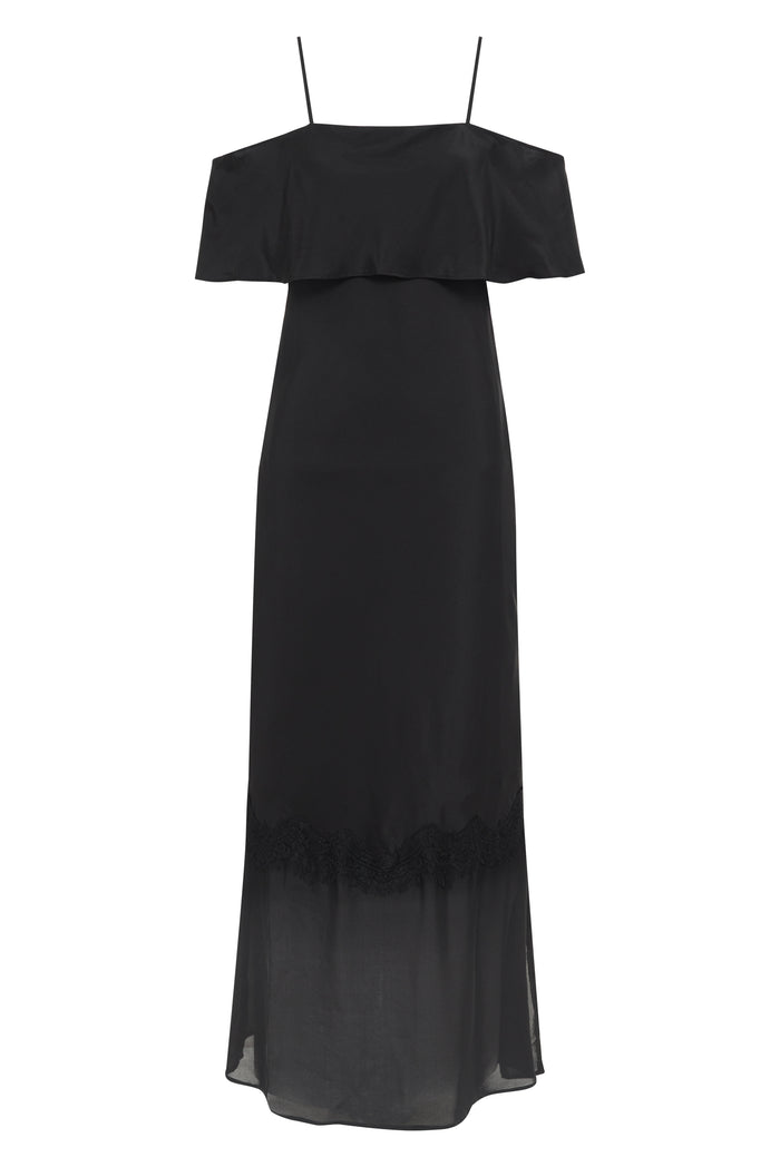 gold hawk Kaia Sheer Bottom Long Dress