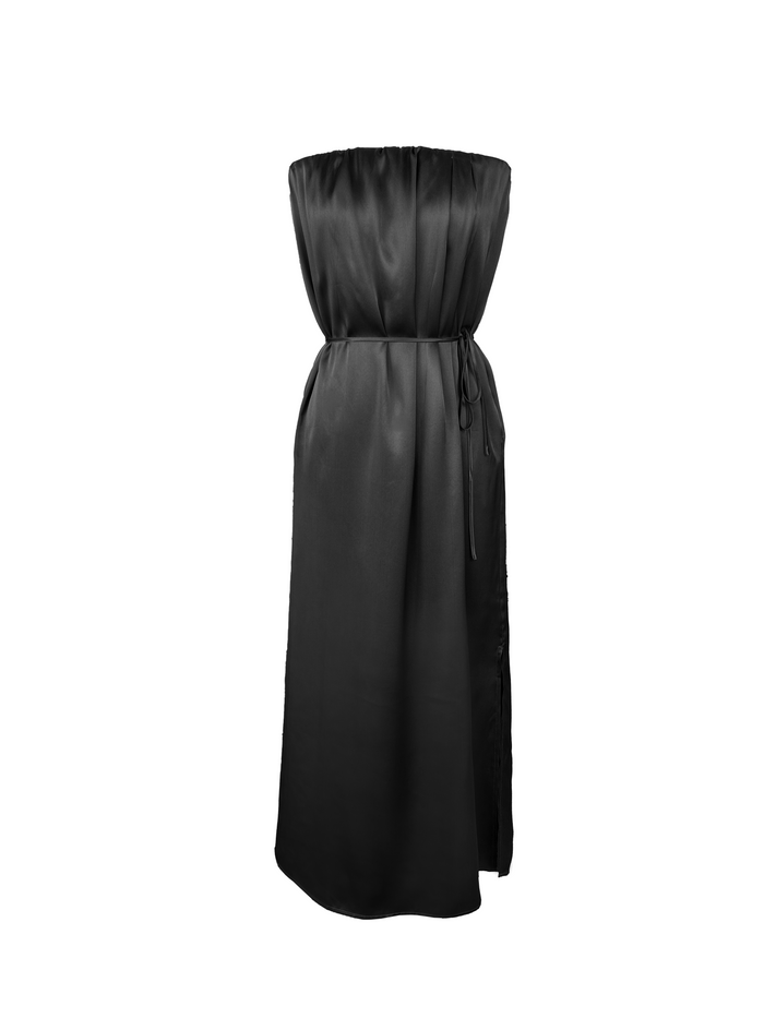 gold hawk Layla Pleated Long Dress Black