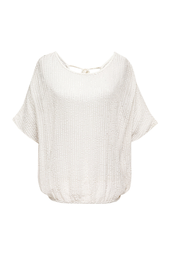 gold hawk Liza Sequin Wedge Top