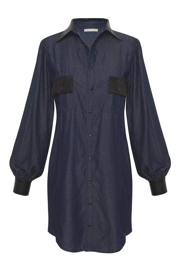 gold hawk Lizzy Denim Tencel Shirt Dress