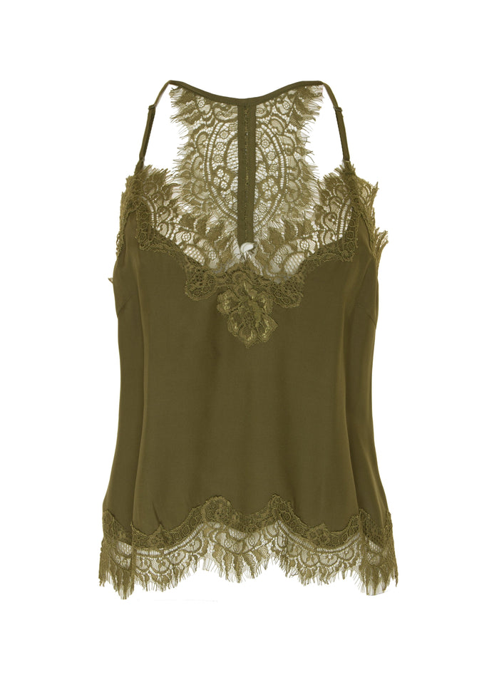 gold hawk Lucy Crop Cami Dark Olive