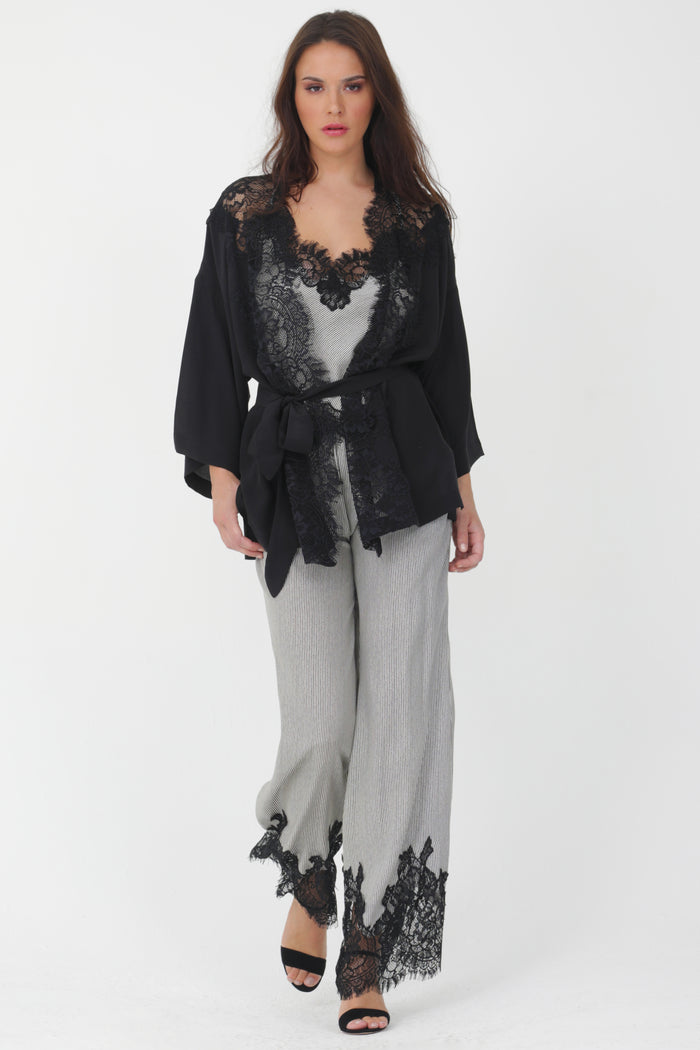 Gold Hawk Lucy Crop Denim Stripe Cami - Black