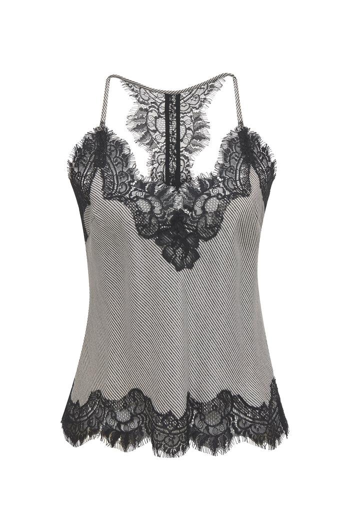 gold hawk Lucy Crop Denim Stripe Cami - Black