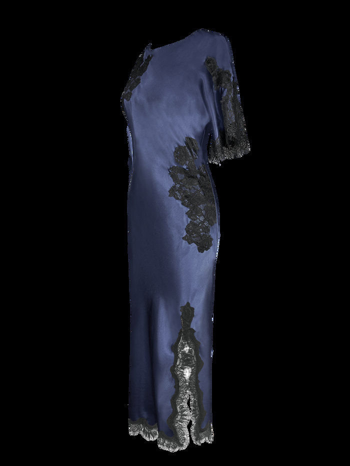 Gold Hawk Luna Long Bias Dress - Blue Ink