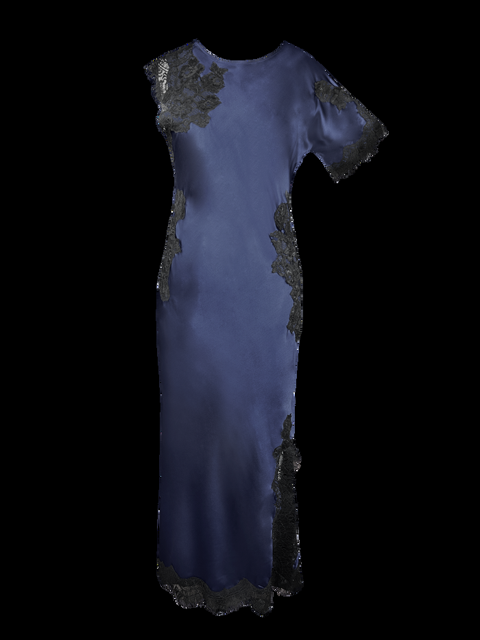 gold hawk Luna Long Bias Dress - Blue Ink