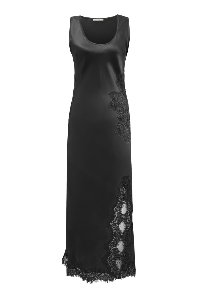 gold hawk Luna Sleeveless Long Bias Dress - Black